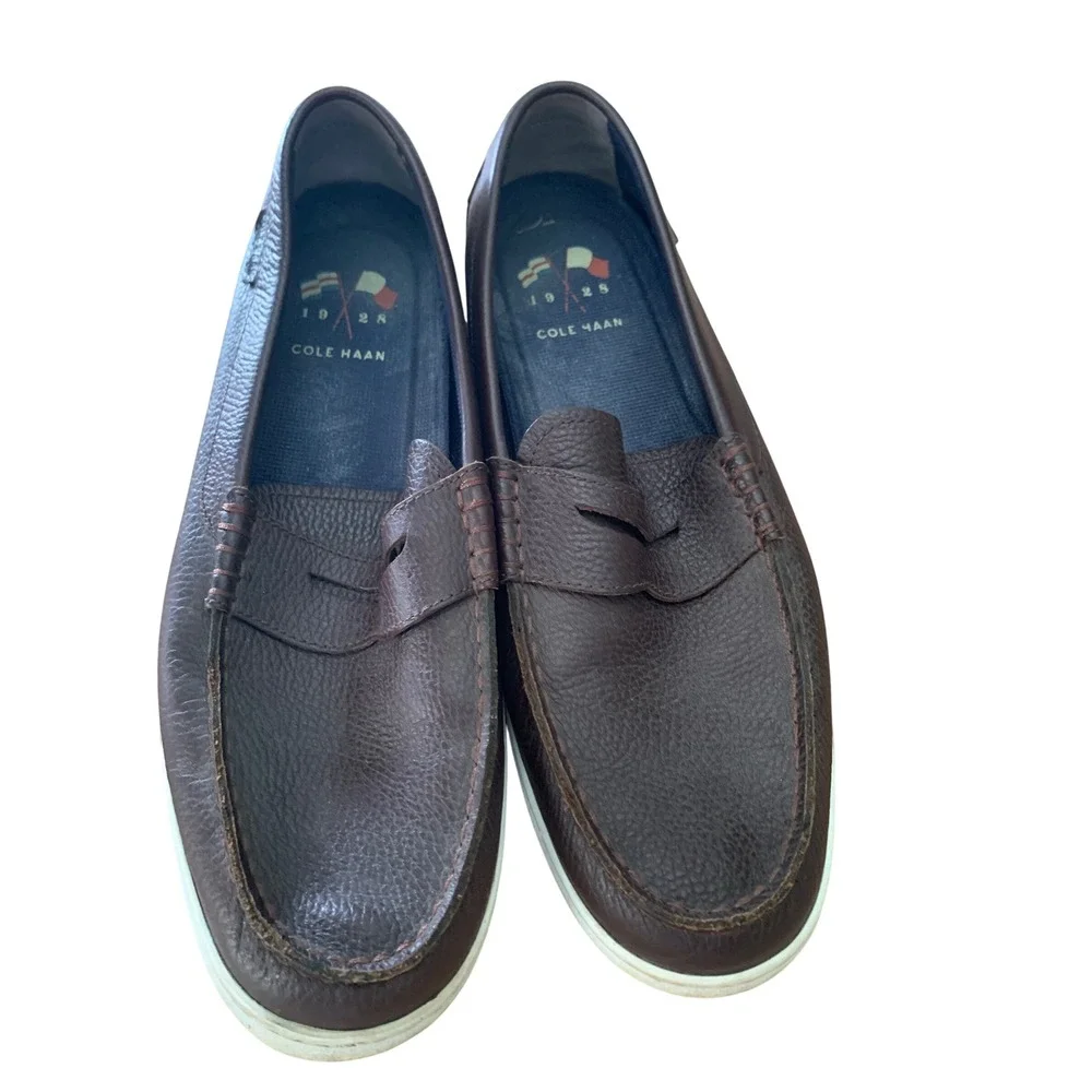 Cole Haan Mens 11.5M  Grand‎ OS Brown Leather Penny Loafers Comfort Dress Shoes